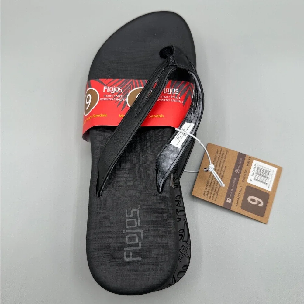 Flojos Womens Memory Foam Flip Flop‎ Sandals Black Tie Dye Size 9 NEW
